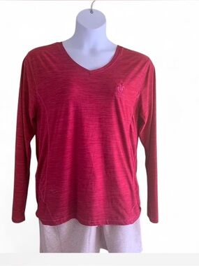 Beverly Hills Polo Club Red V-Neck Long Sleeve Top